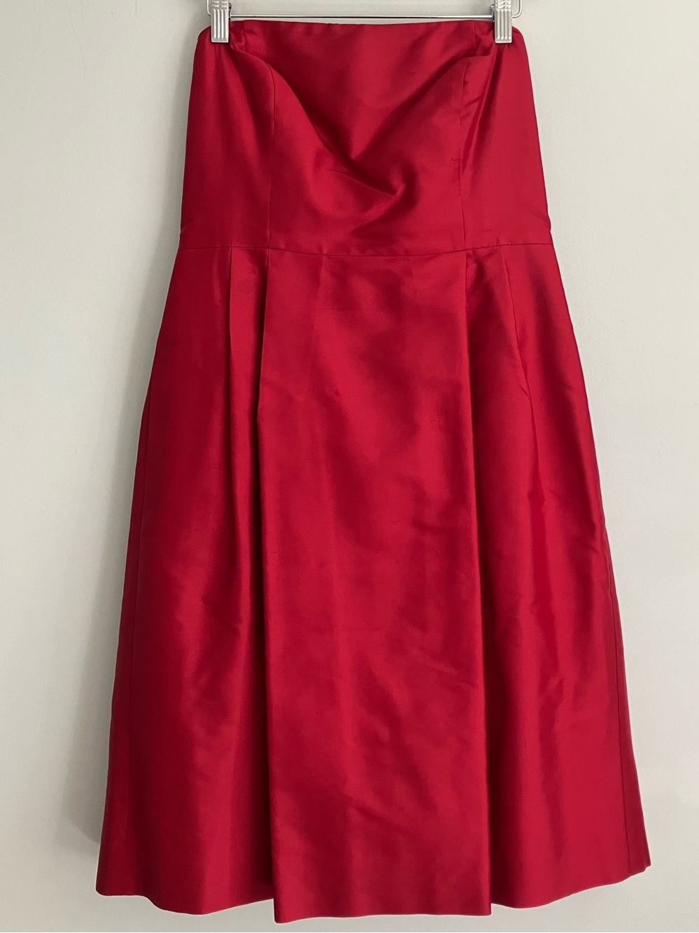 ANN TAYLOR Red Silk Strapless A-Line Dress Size 8